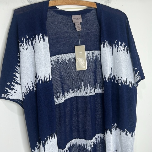 NWT CHICO’S Static Wave Kadie Cardi Jacket Midnight Blue White Size 0 Small - Picture 3 of 14